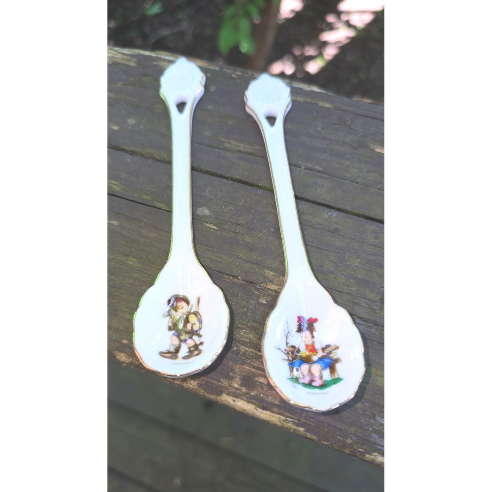 Vintage Goebel Hummel Porcelain Spoons - Set of 2 Boy & Girl